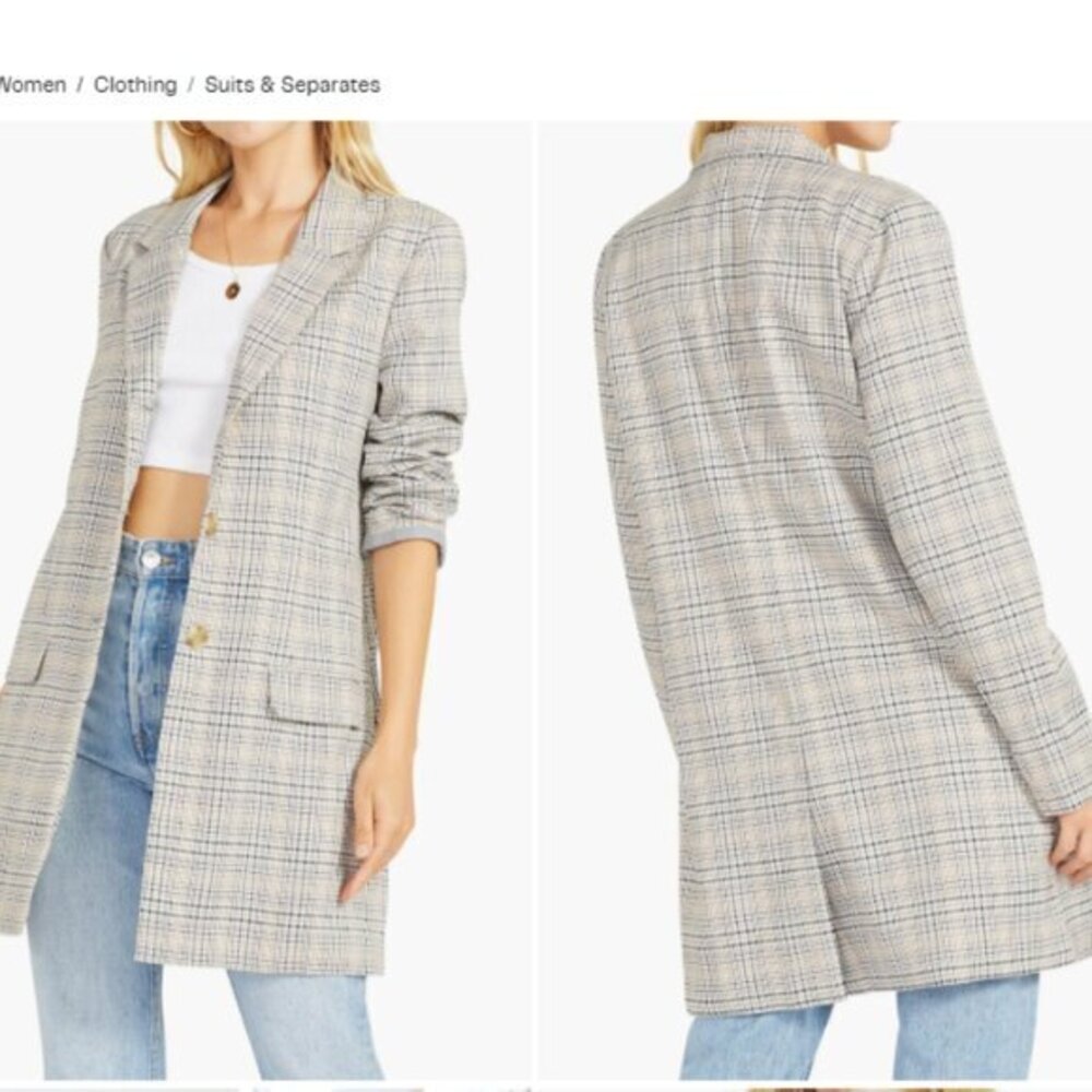 BD Dakota x Steve Madden Plaid Behavior Longline Blazer Size Medium